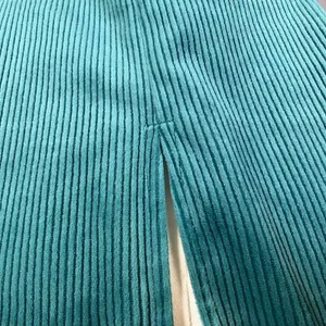 ModCloth Corduroy Ribbed Green Bodycon‎ Midi Dress Mock Neck Women's Size L thumbnail 5