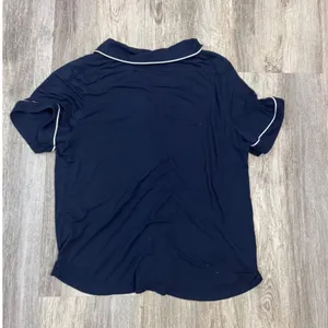 Cozy‎ Earth Women's Navy Blue Bamboo Short Sleeve Button Down Pajama Top XS thumbnail 3