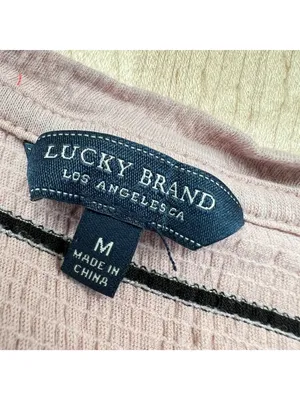 Lucky Brand Striped Short Sleeve Top With Side Ties Pink Size Medium Boho Chic thumbnail 8