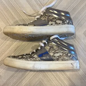 Jimmy Choo Bells Snakeskin High Top Sneakers Silver Natural Size 38 thumbnail 3