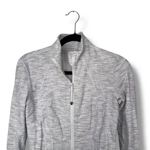 Lululemon Define Jacket‎ Size 6 White Gray Space Dye Athletic Full Zip thumbnail 2