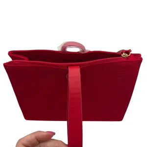 Giorgio Armani Red Beauty Zipper Wristlet Cosmetic Bag Clutch Textured Zip‎ Top thumbnail 2