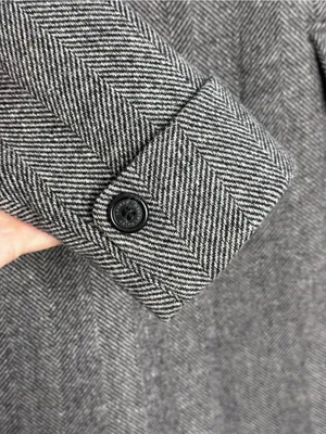 Ralph Lauren Classic Grey Herringbone Wool Trench Coat Sz 2 thumbnail 6