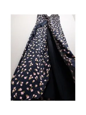 Self Portrait Twisted Ruffle Floral Jacquard Dress 10 Maxi Satin Twill Slit thumbnail 8