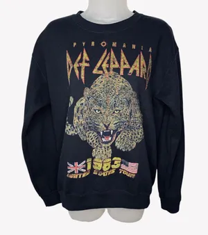 Pyromania 1983 Us Tour Long Sleeve Black Sweatshirt thumbnail 2