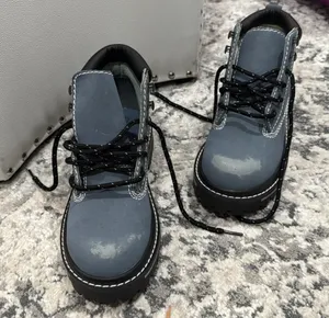 No Boundaries Blue Distressed Zip Stitch Accent Hiker Boots thumbnail 3