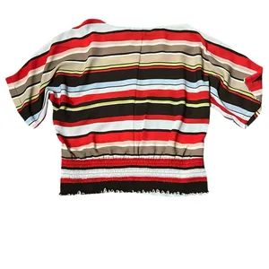 New York & Company Red and White Short Sleeve Blouse thumbnail 4