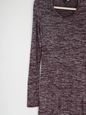 Wilfred Free Aritzia Dress Medoum Burgundy Marled Long Sleeve Scoop Neck Stretch thumbnail 6