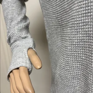 OFFLINE by Aerie Gray Waffle Knit Henley Long Sleeve Shirt S thumbnail 4