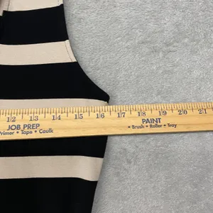 White House Black Market Dress Womens Medium Black Beige Stripe Cowl Belt Knit thumbnail 4