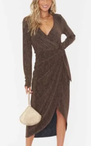 EUC SHOW ME YOUR MUMU Kimora Wrap Dress in Black/Gold Sparkle Knit XS thumbnail 1