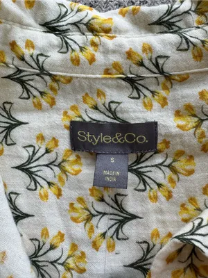 Style & Co. Yellow Floral Cotton Gauze Tie-Waist Midi Shirt Dress Size Small thumbnail 5