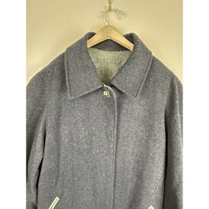 Vintage Marcona Women’s Wool & Alpaca Overcoat Gray with Green Cuffs Size 12 thumbnail 5