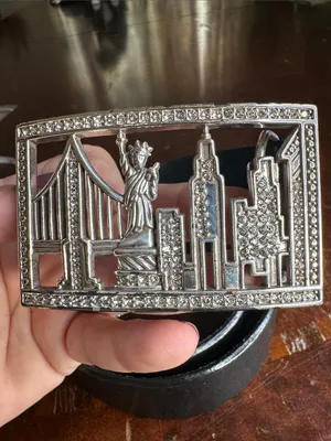 Brighton Black Leather Belt with Silver NYC Skyline Buckle and Rhinestones thumbnail 10