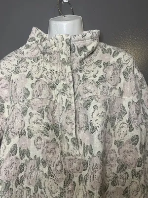 We The Free Sweater Womens Large Pink Floral Henley Pullover Long Sleeve Boho thumbnail 2