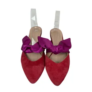Vero Cuoio Marco Purple Red Bow Accent Slip On Pointed Toe Flats Sandals US 7.5 thumbnail 2