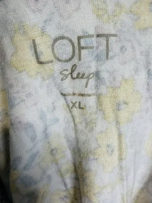 Ann Taylor Loft Sleep Pajama Top & Shorts Set Yellow Floral Sz XL Button Down thumbnail 9