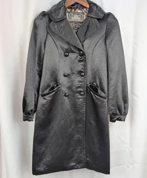 Ladies' Guess Black Satin Trench Coat XS thumbnail 7