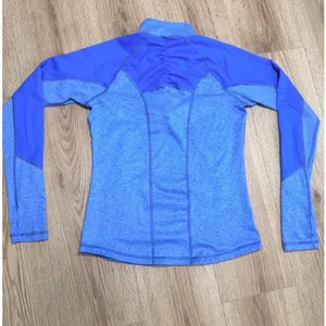 Reebok Womens Quarter Zip Pullover Blue Heathered Athletic Training Top Size‎ S thumbnail 2