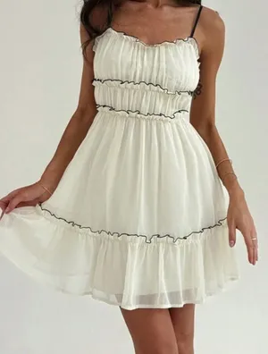 SheIn White/Black Ruffle Hem Dress thumbnail 1