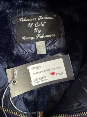 George Palomares Blue Quilted Puffer Vest Palomares Fashion California S NWT thumbnail 2