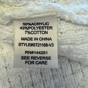 NWT Jessica Simpson Ivory Cropped Cardigan Pearl Button Sweater Woven XL Classic thumbnail 7