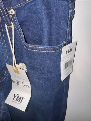 YMI Dark Blue Flare Jeans with Subtle Knee Distress thumbnail 4
