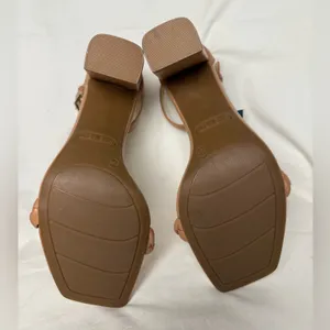 Nine West Allha 3 Braided Strap Chunky Heels in Macaroon Tan 6.5 thumbnail 11