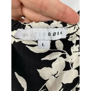 Baltic Born Aita Maxi Dress Black Ivory Floral Tiered Maternity Friendly Size L thumbnail 6