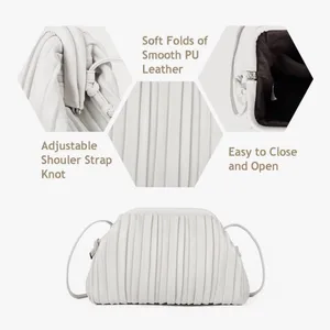 Pleated Dumpling Clutch White thumbnail 3