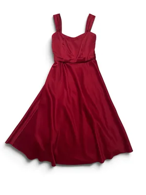 David’s Bridal Burgundy Red Satin Midi A-Line Dress Size 4 Formal Bridesmaid thumbnail 2