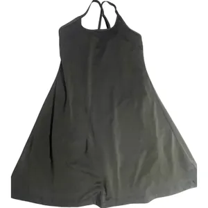 Black Athletic Exercise Dress with Built-in Romper Liner and Pockets Sleeveless‎ thumbnail 5