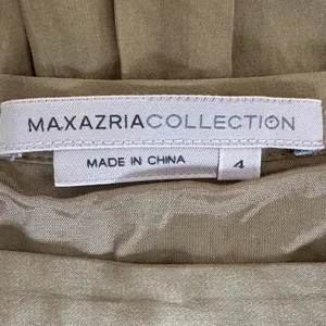 Max Azria Collection Pleated Silk Blend Flare Skirt Taupe Bronze Neutral Size 4 thumbnail 5
