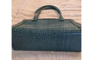 Liz Claiborne NWOT Accessories Teal Croc Embossed Mini Handbag Bow & Tassel thumbnail 11