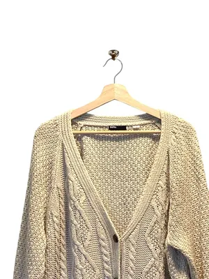 Urban Outfitters BDG Grandpa Chunky Cardigan Cream Size L Coastal Quiet Luxury thumbnail 6