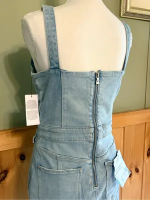 NWT GUESS Lidia Reborn Denim Dress L Light Wash Bustier Bodycon thumbnail 5