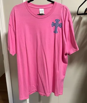 Pink and Blue Cross Pray Shortsleeve T Shirt size XL thumbnail 1