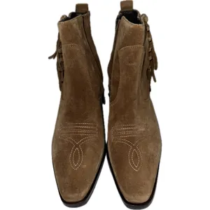 NWOT Donald Pliner MONA Brown‎ Suede Fringe Ankle Booties 9M Side Zip Leather thumbnail 2