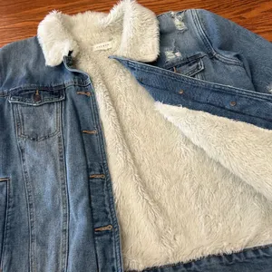 Pacsun Sherpa Denim Trucker Jacket Fleece Lined Size Large Distressed thumbnail 4