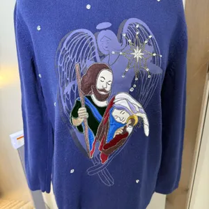 Westbound Christmas‎ Sweater Jesus Mary Joseph Religious Crewneck "Ugly Sweater" thumbnail 2