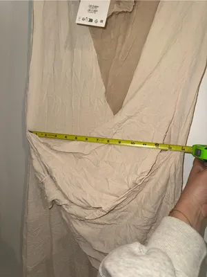 Zara Beige Draped Sleeveless Maxi Dress crinkle cut texture thumbnail 6