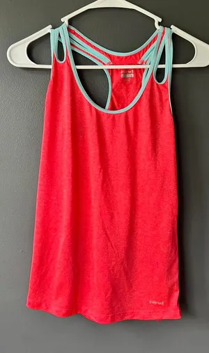 Hind Women's Athletic Tank Top Medium Red with Light Blue Trim thumbnail 1