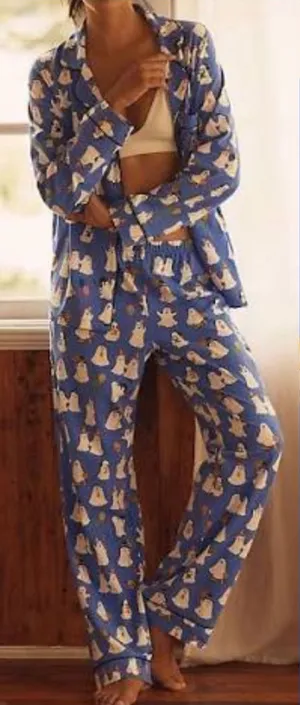 Bedhead PJs X Anthropologie That’s The Spirit Ghost Halloween Classic Jersey Set thumbnail 1