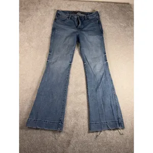 wrangler high‎ rise trouser jeans med wash raw hem 31x32 Flare Bootcut thumbnail 2