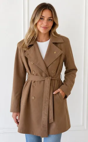 Gallery Medium dark green Double-Breasted Trench Coat thumbnail 1