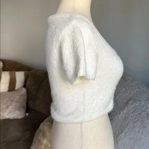 Cotton Candy LA Fuzzy Cream Cropped Top size S/M thumbnail 2