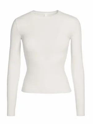 Skims cotton jersey LONG SLEEVE T-SHIRT women's size XXS in marble NWT thumbnail 4