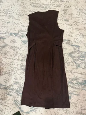 KDK Designs Vintage Brown Faux Suede Button Front Dress Size 14 thumbnail 4