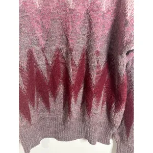 Vintage Madrigal Women Large Pink Burgundy Geometric Chevron Wool Blend Sweater thumbnail 2
