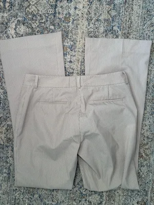 Antonio Melani Women's Size 8 Beige Brown Pinstripe Wide Leg Dress Pants thumbnail 4